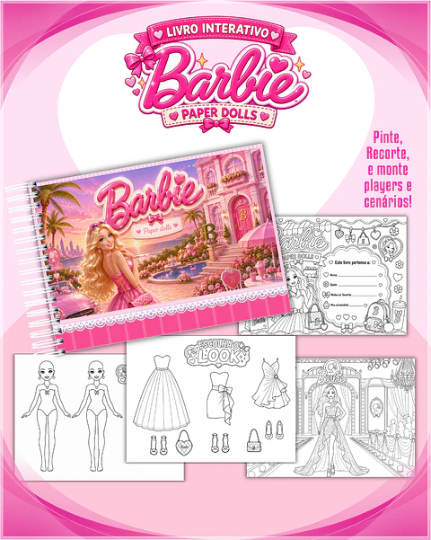 Encadernação - Paper Dolls colorir Barbie