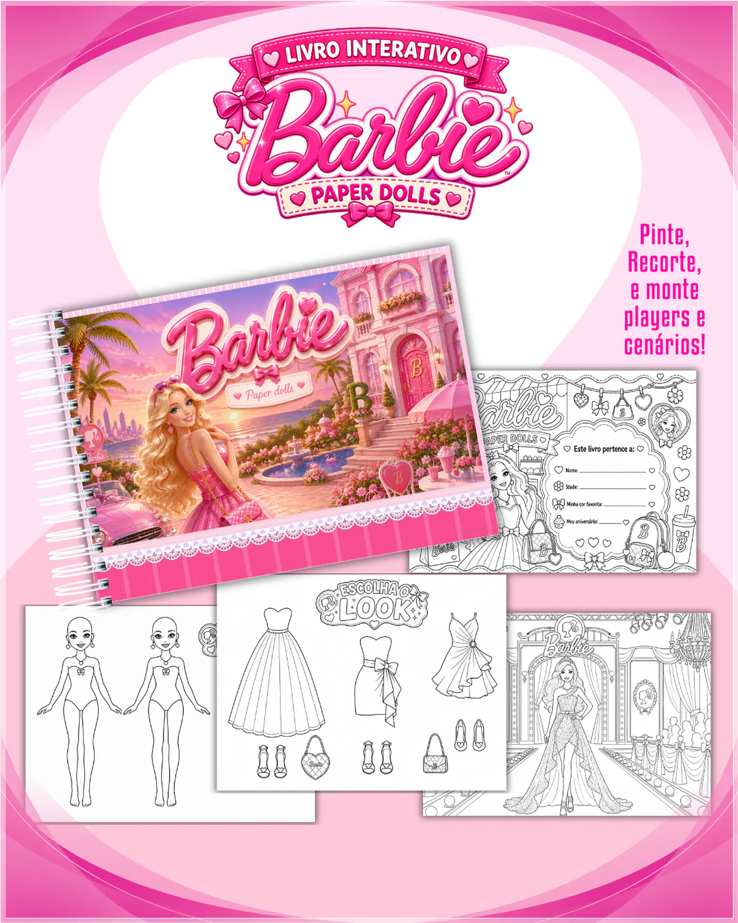 Encadernação - Paper Dolls colorir Barbie 1
