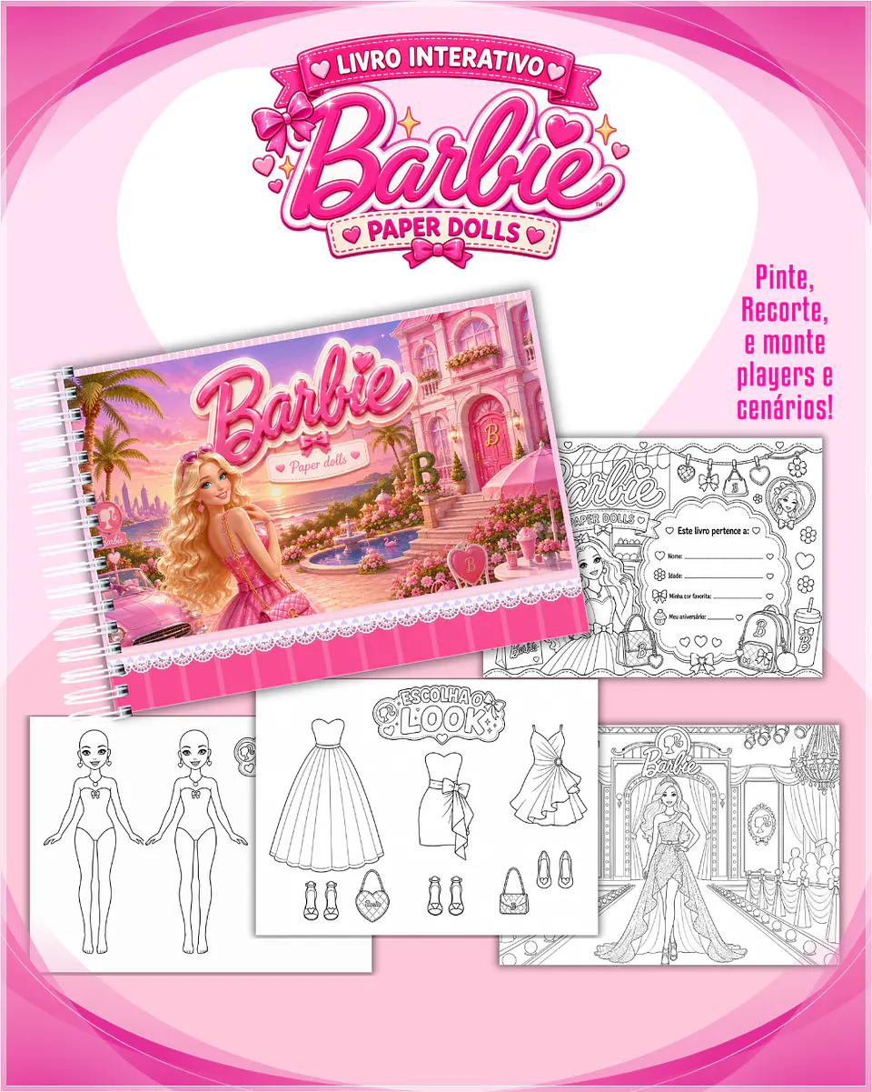 Encadernação - Paper Dolls colorir Barbie 1