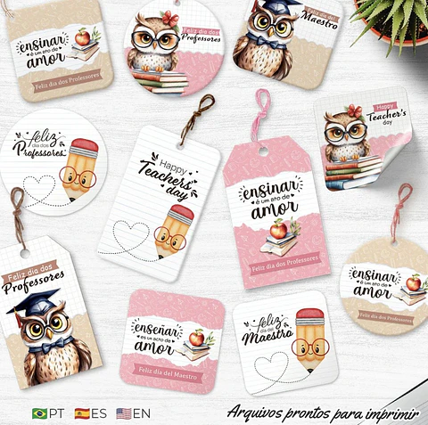 Arquivo de Corte Cards - Tags Dia dos Professores 3
