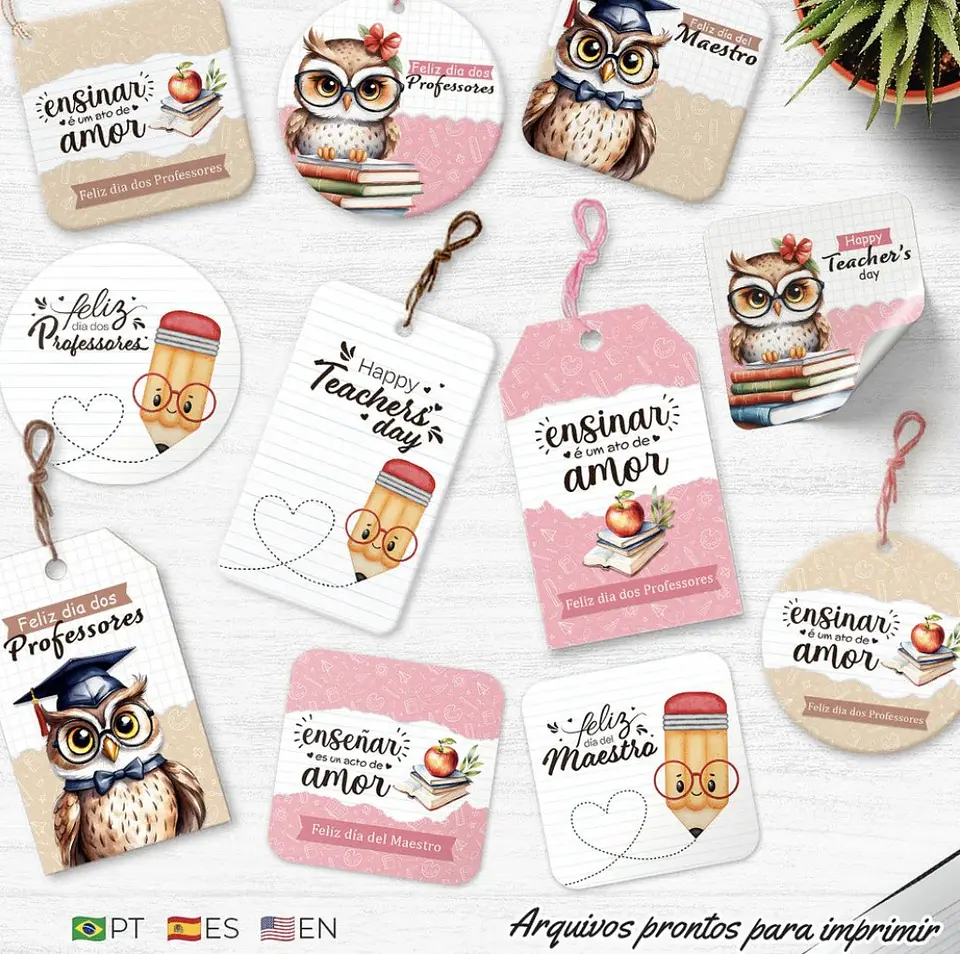 Arquivo de Corte Cards - Tags Dia dos Professores 3 1