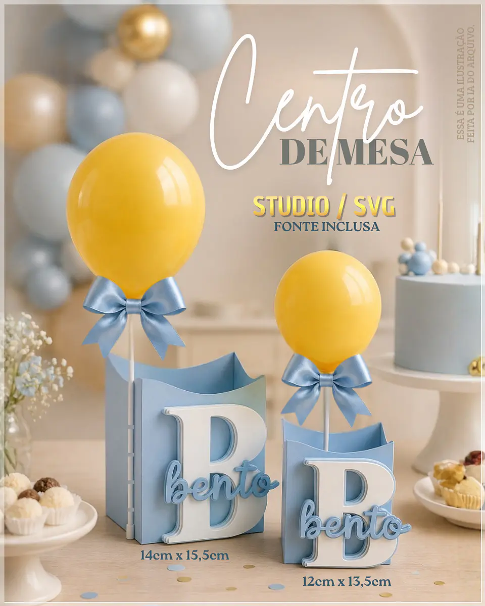 Arquivo de Corte Centro de Mesa Foramtura ABC com Balão 44 1