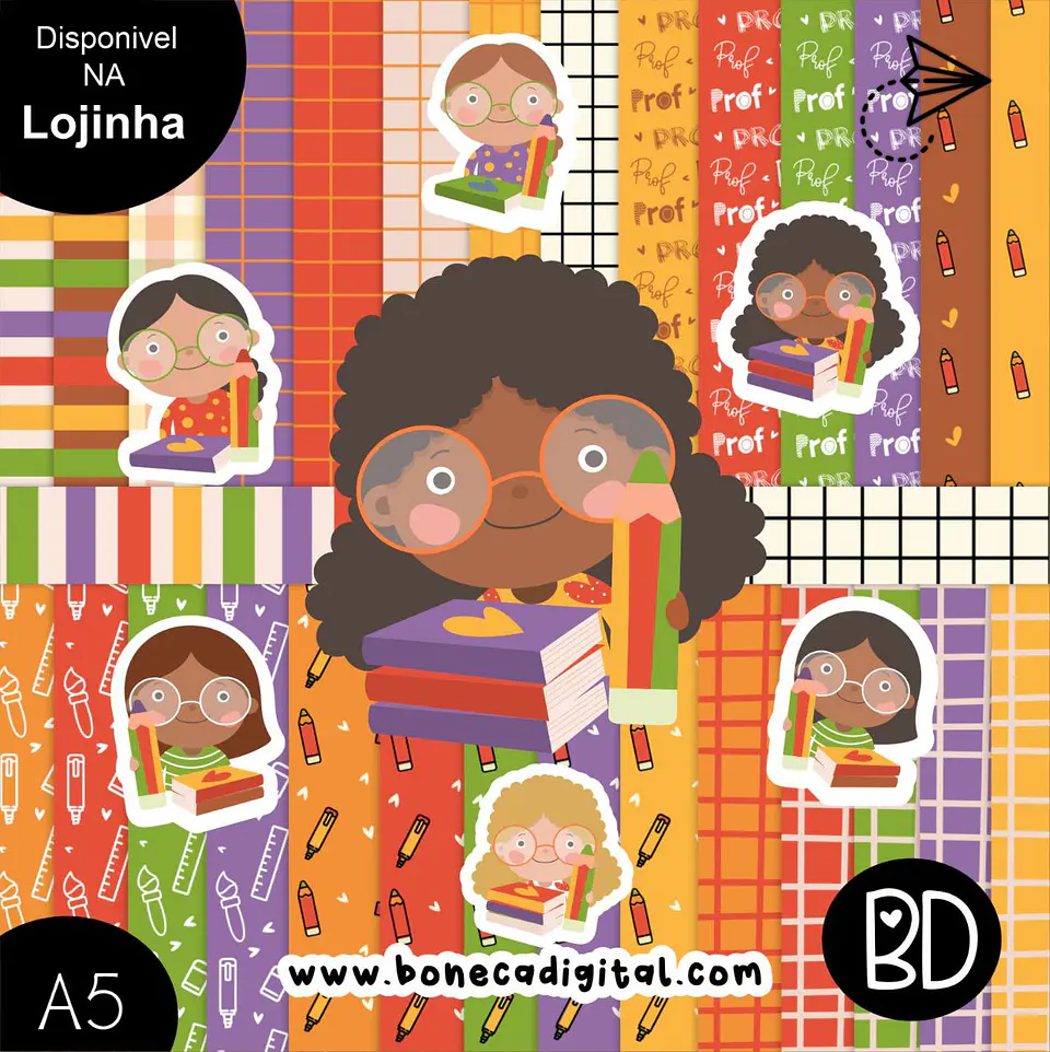 Kit Digital Dia dos Professores Professora Colorido 5 1