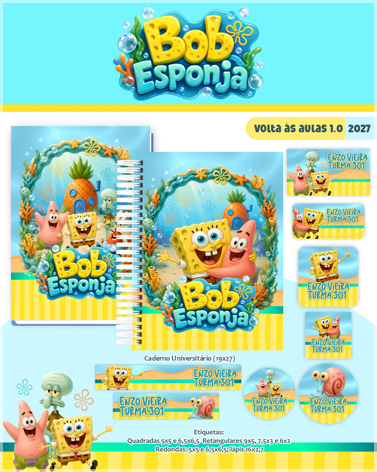 Encadernação - Coleção Escolar 1.0 Bob Esponja 1