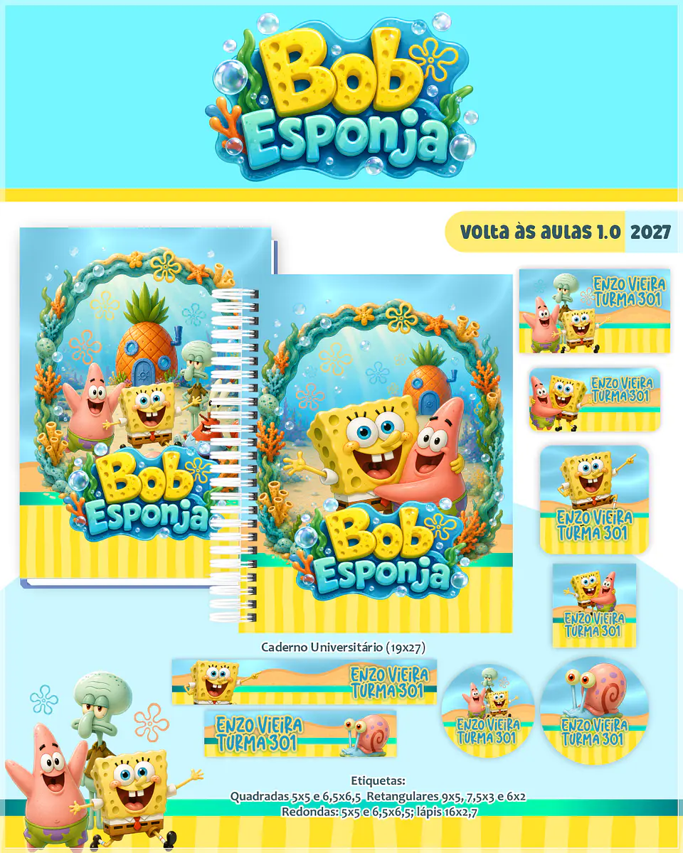 Encadernação - Coleção Escolar 1.0 Bob Esponja 1