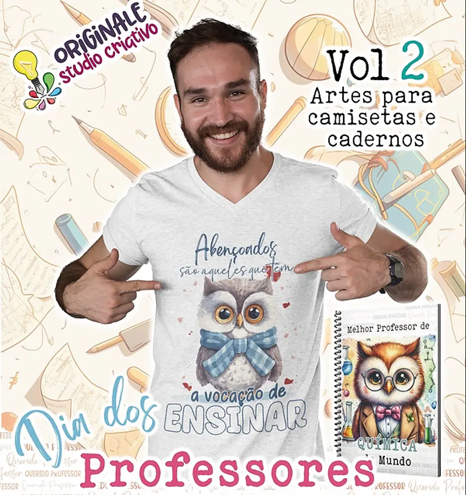 Sublimação Kit Combo Camisetas e A4 Dia dos Professores 2 1