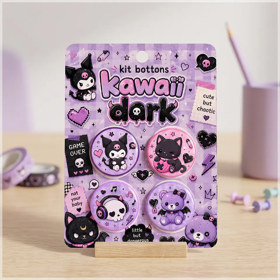 Arquivo de Corte Bottons Kuromi Kawaii 40 1