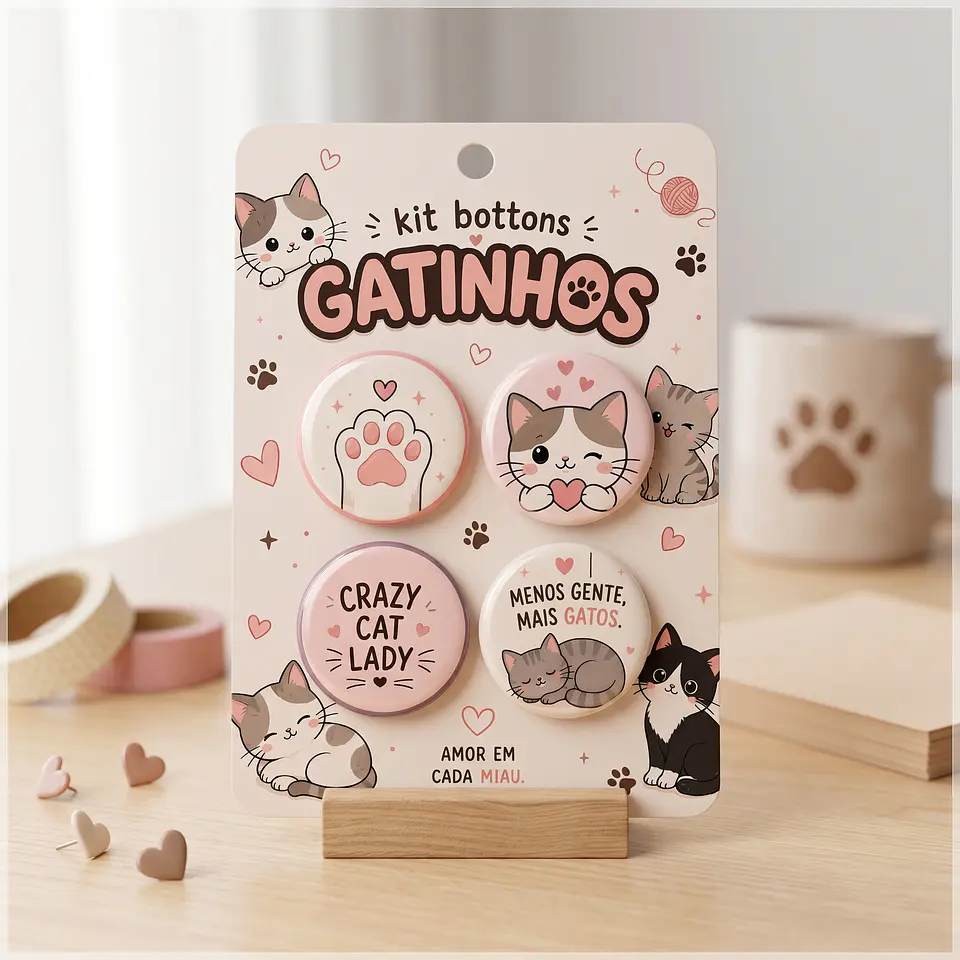 Arquivo de Corte Bottons Gatinhos 39 1