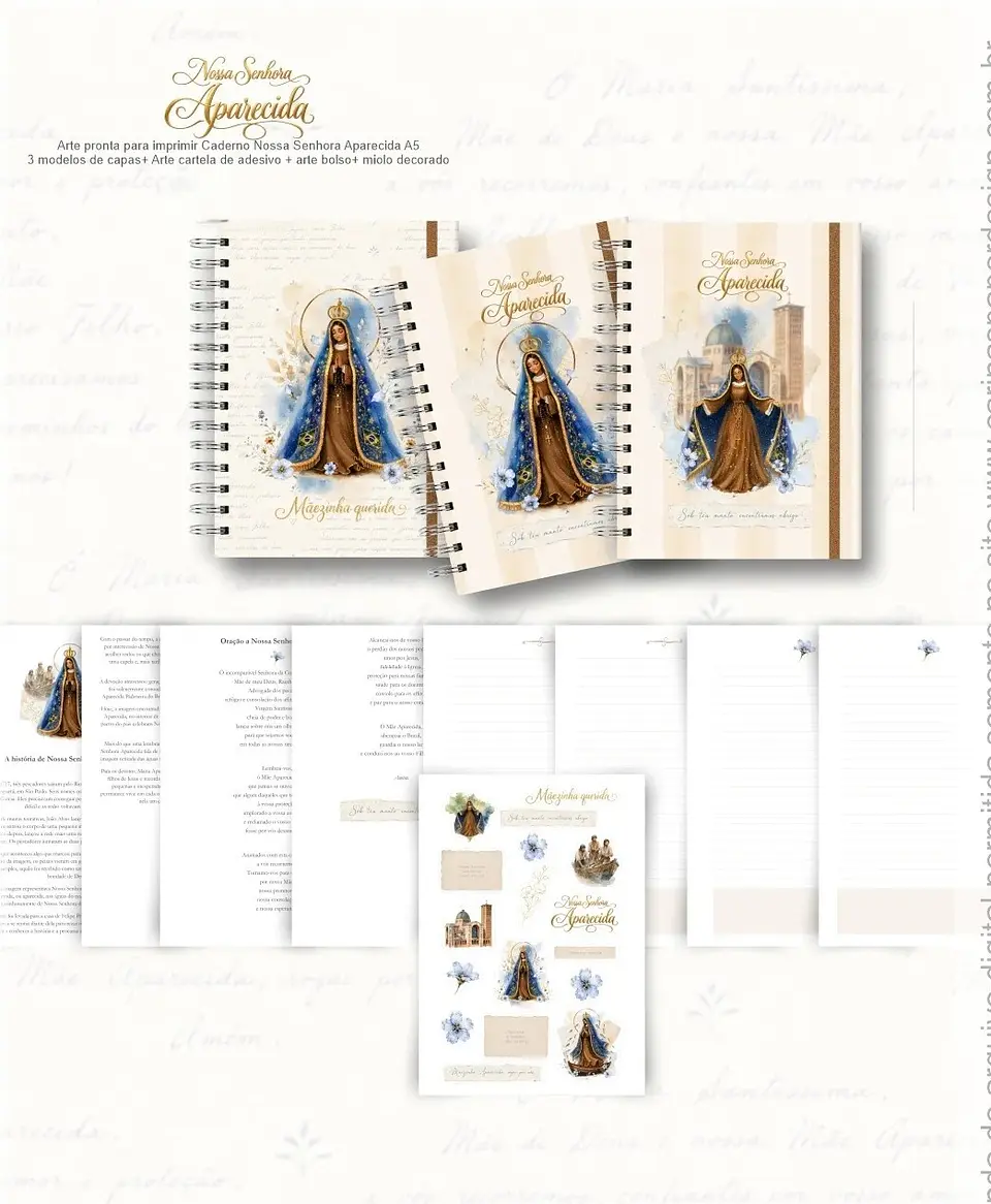 Encadernação - Caderno A5 Nossa Senhora Aparecida 7 1