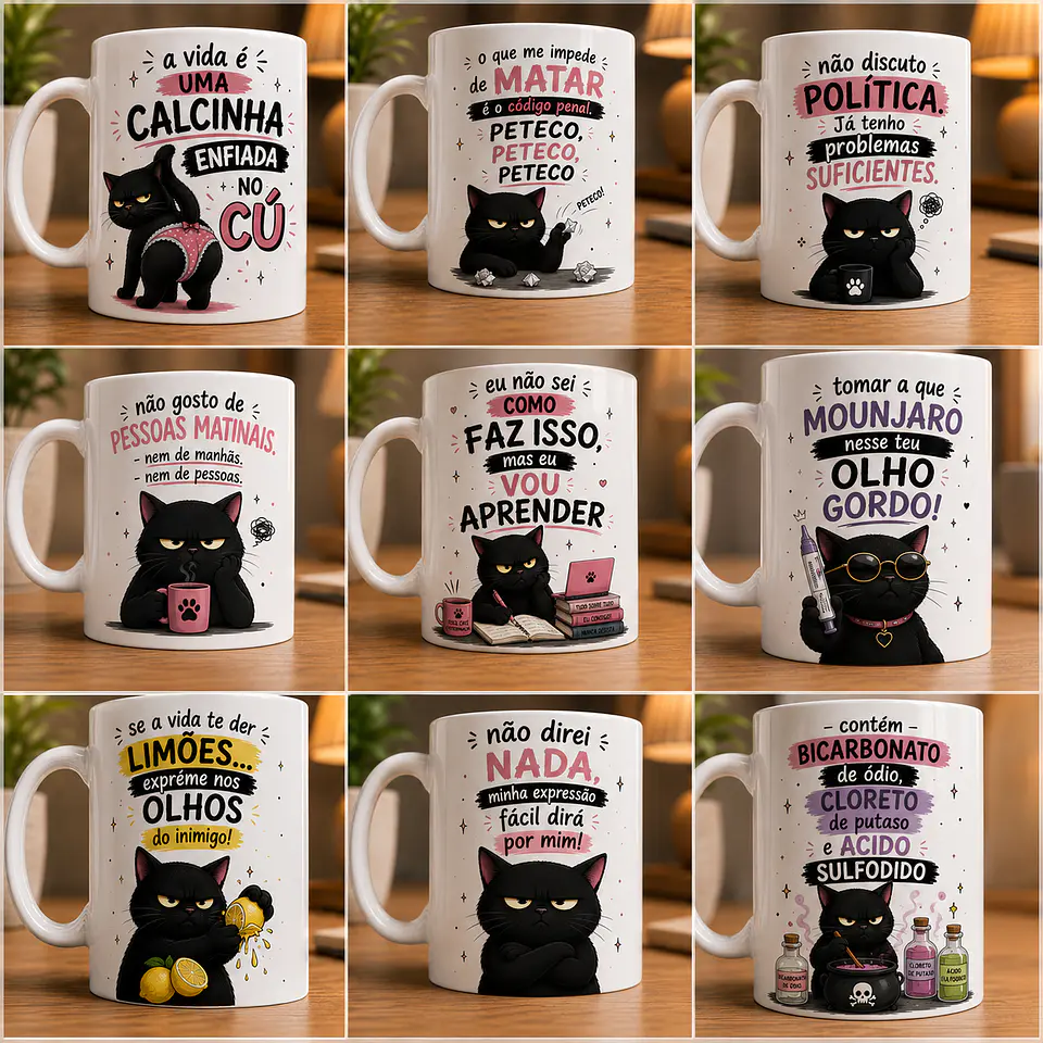 Sublimação - Canecas Gato Preto 1
