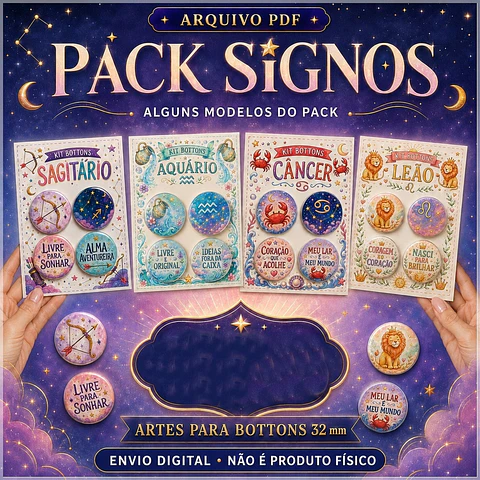 Arquivo de Corte Combo Bottons Signos 2