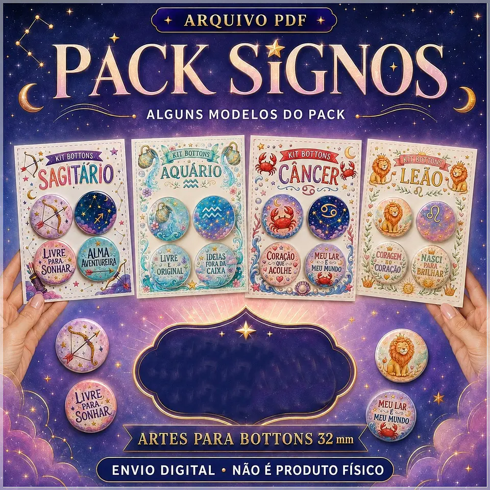 Arquivo de Corte Combo Bottons Signos 2 1