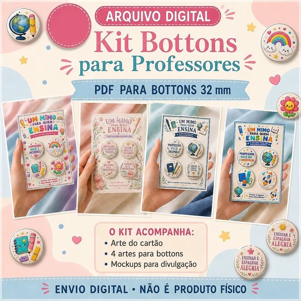 Arquivo de Corte Combo Bottons Dia dos Professores 2 1