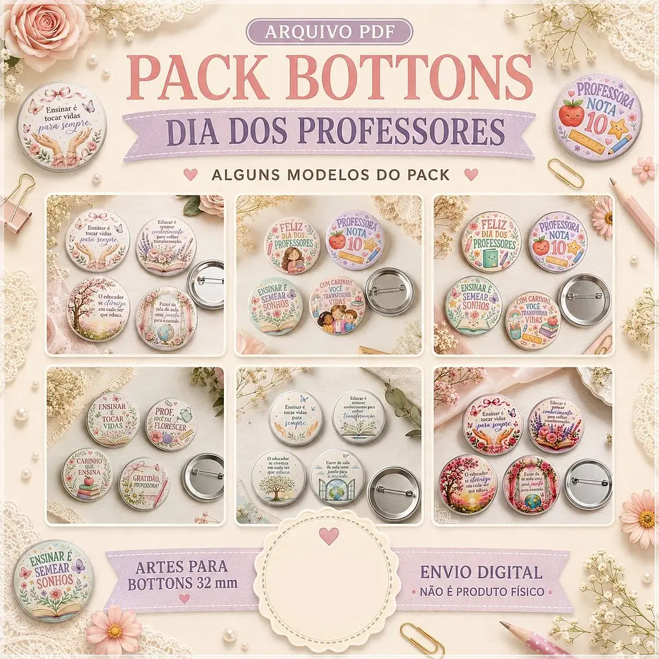 Arquivo de Corte Combo Bottons Dia dos Professores 1 1