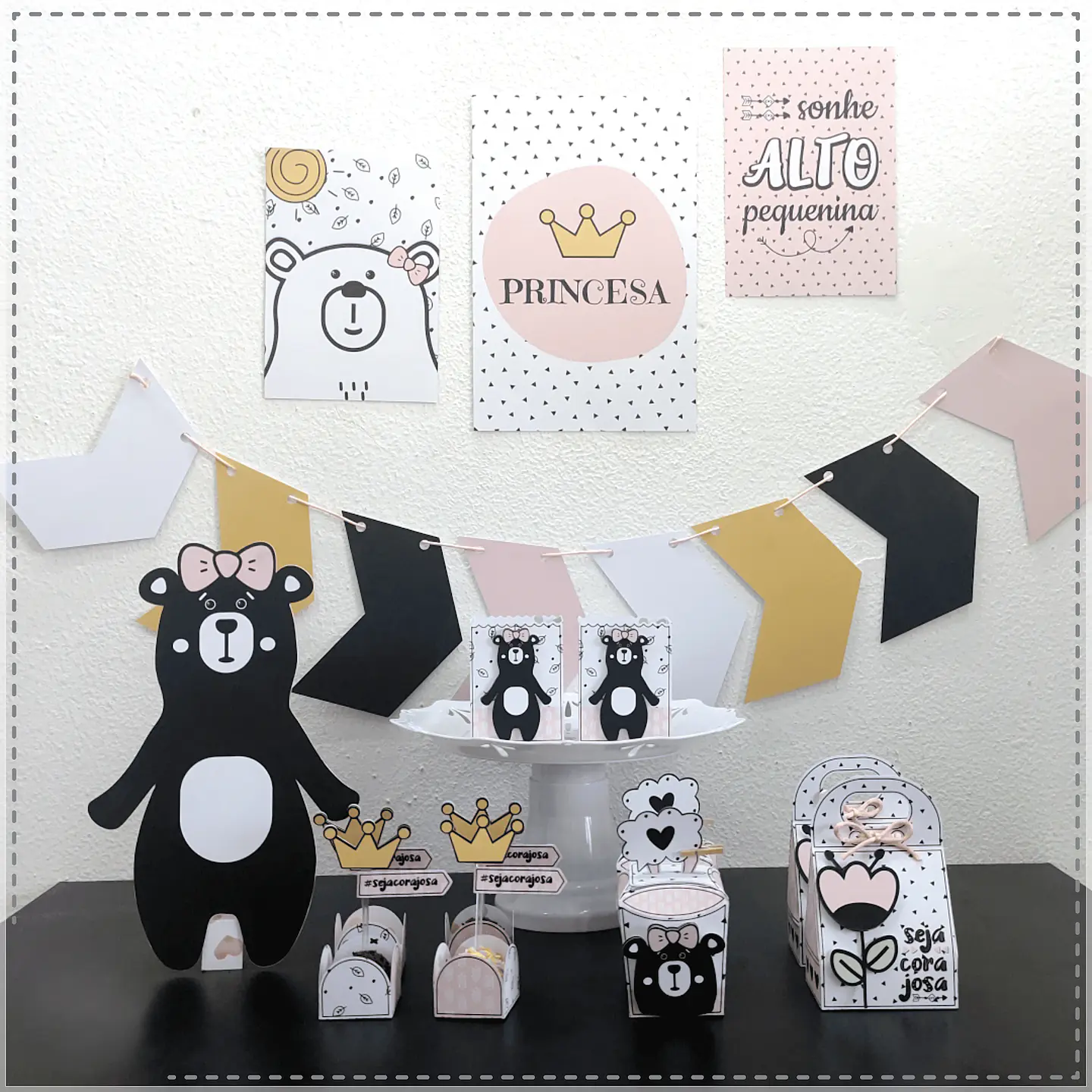 Arquivo de Corte Kit Festa Urso Escandinavo Menina 2 1