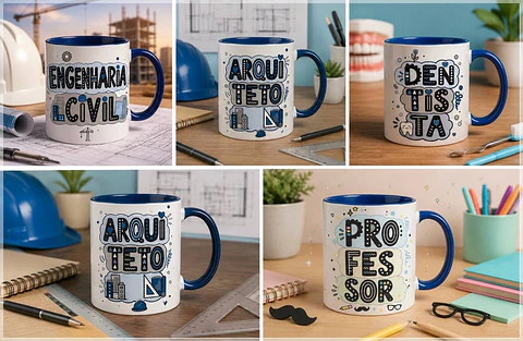 Sublimação - Canecas Profissões Masculinas