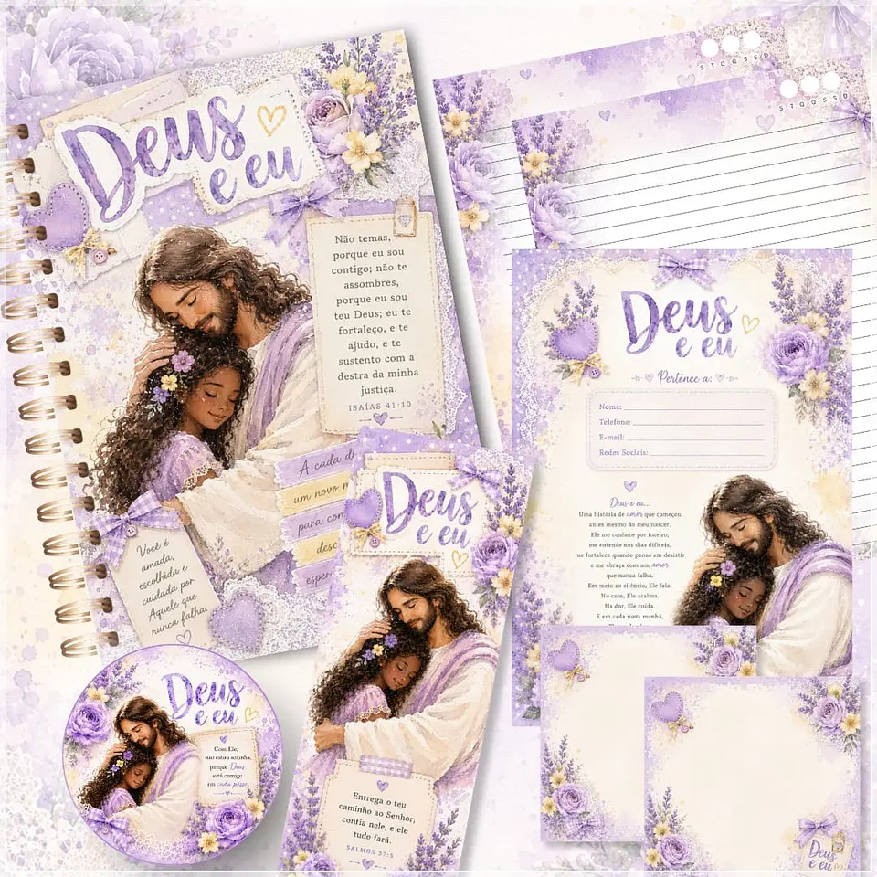 Encadernação - Caderno Deus e Eu Lilás 1
