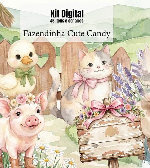 Kit Digital Fazendinha Cute Candy 253