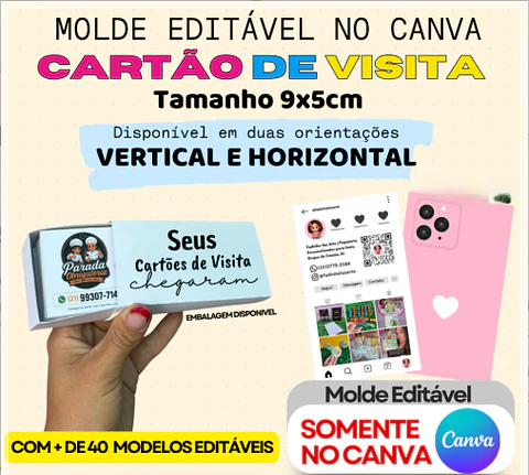 Arquivo de Corte - Molde Cartão Visita 9x5cm