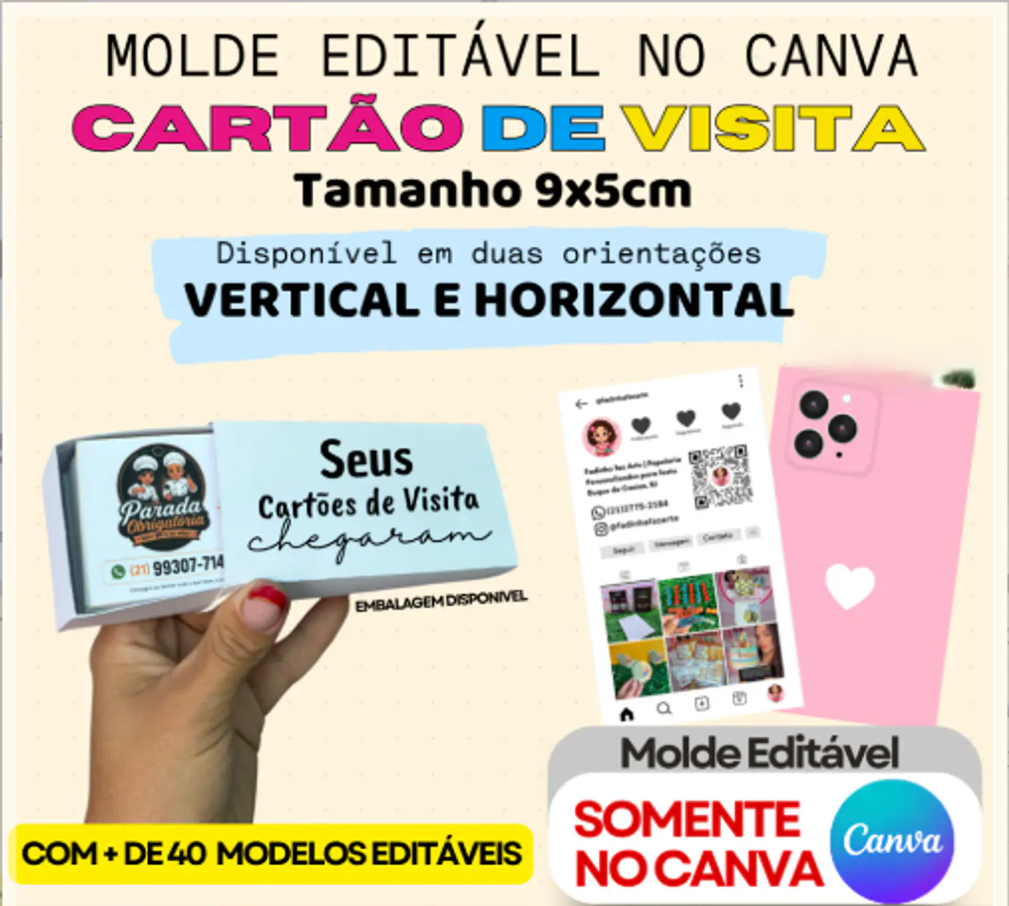 Arquivo de Corte - Molde Cartão Visita 9x5cm 1