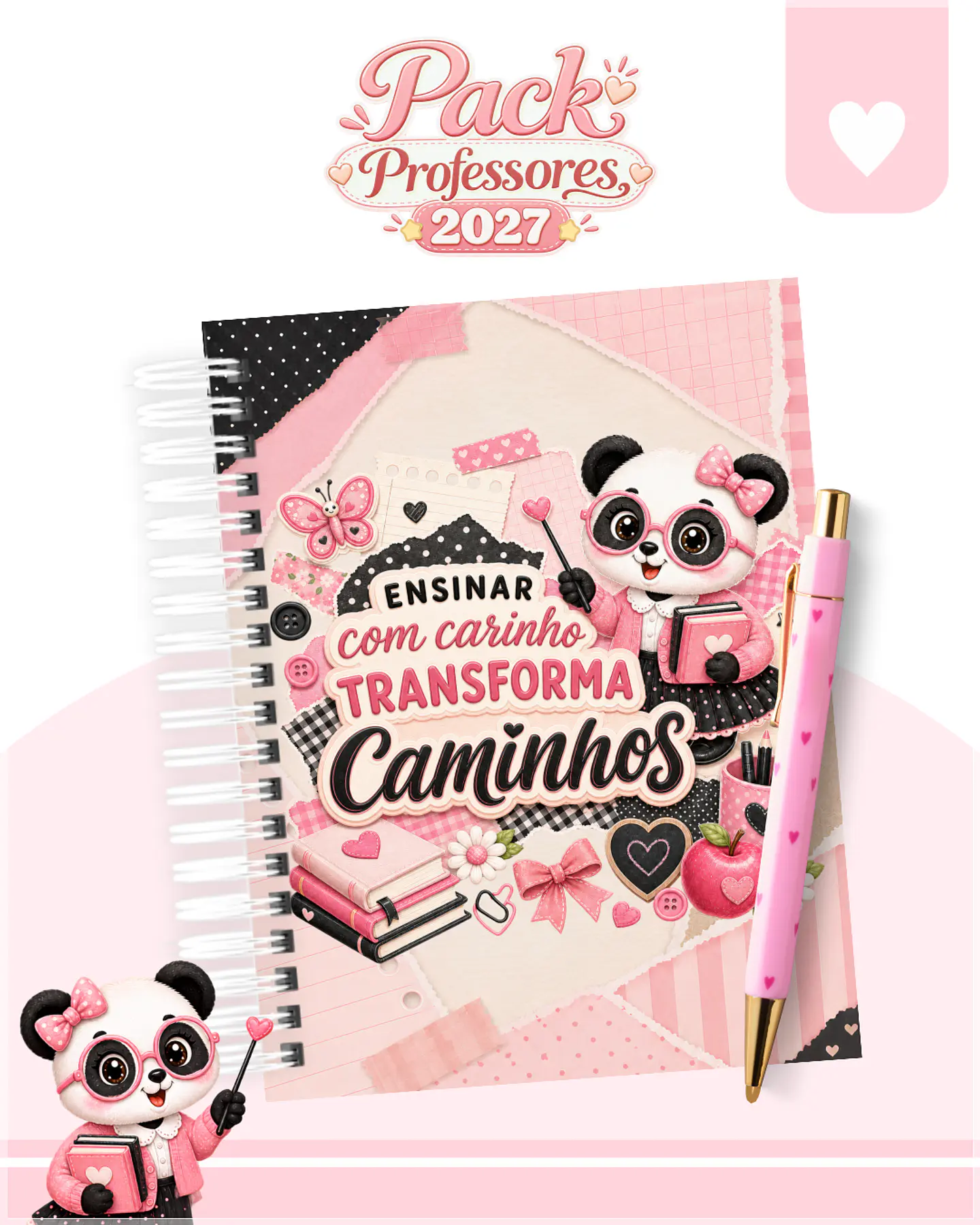 Encadernação - Professores Pandinha (Agenda, Bloco, Caderno A5 e Planner) 1