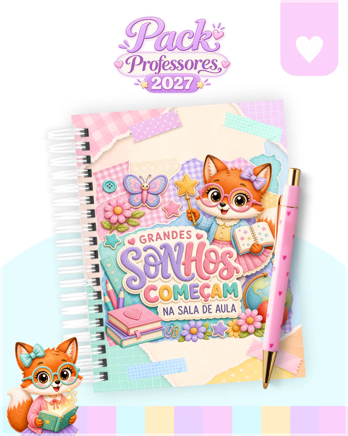 Encadernação - Professores Raposinha(Agenda, Bloco, Caderno A5 e Planner) 1