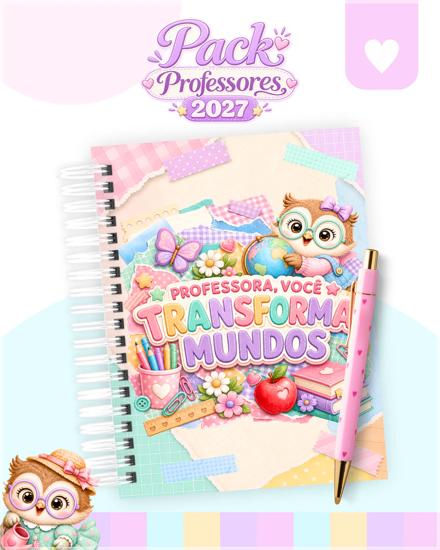 Encadernação - Professores Corujinha(Agenda, Bloco, Caderno A5 e Planner) 1