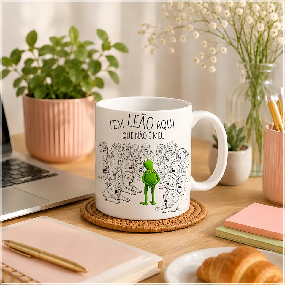 Sublimação - Caneca Tem Leão Aqui que Não é Meu 1