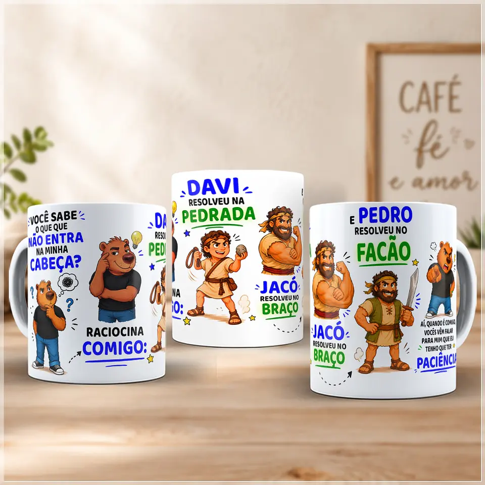 Sublimação - Caneca Capivara Davi Jacó Pedro Paciência 1