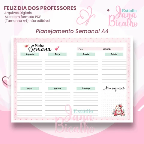 Encadernação Combo Planejamento Semanal A4 Feliz . Dia dos Professores 3