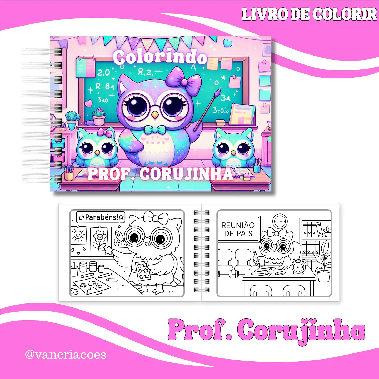 Encadernação Combo LIVRO DE COLORIR . CORUJINHA Dia dos Professores 4 1