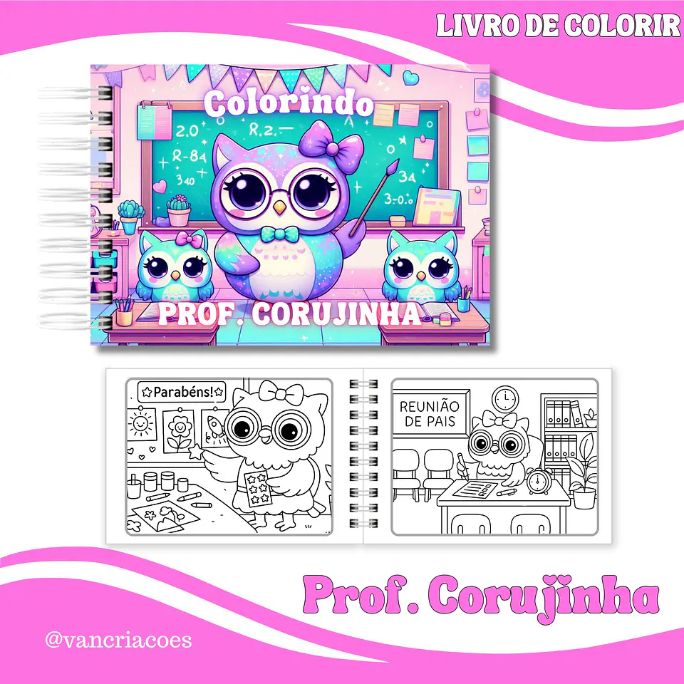 Encadernação Combo LIVRO DE COLORIR . CORUJINHA Dia dos Professores 4 1