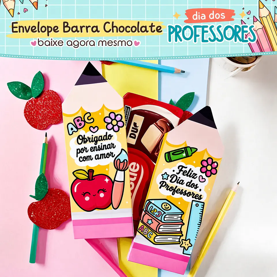 Arquivo de Corte Envelope Barra de Chocolate Dia dos Professores 9 1
