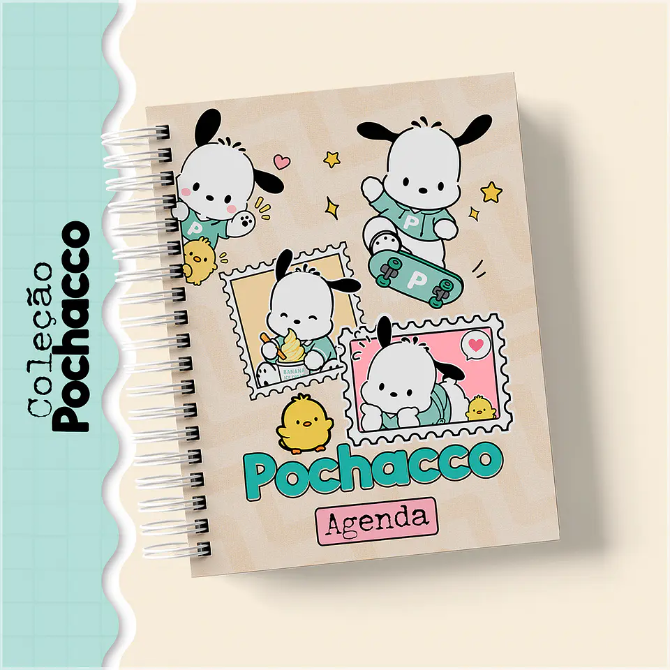 Encadernação - Coleção Pochacco 27 (Agenda , Botton , Bloco , Caderno , Planner e Mini Calendário) 1