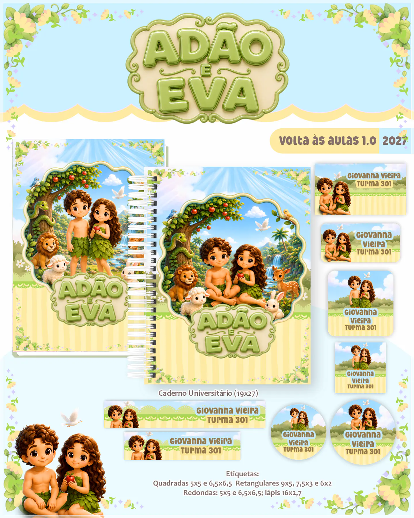 Encadernação - Adão e Eva Escolar Cristão 1
