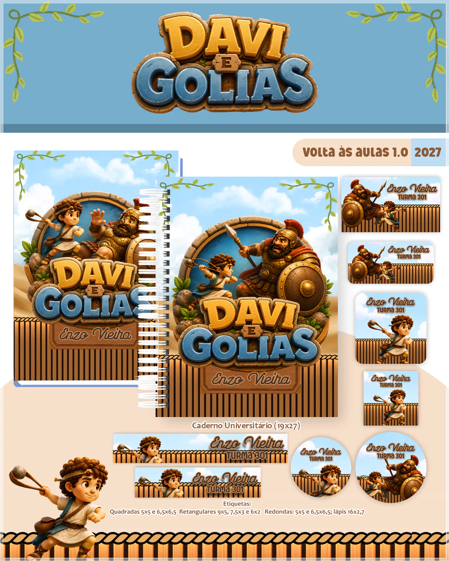 Encadernação - Davi e Golias Escolar Cristão 1