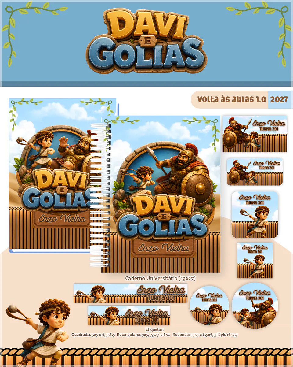 Encadernação - Davi e Golias Escolar Cristão 1