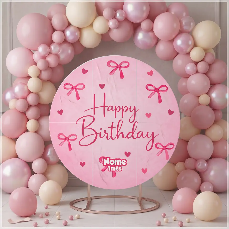 Arquivo de Corte - Painel Happy Birthday Rosa 1 1