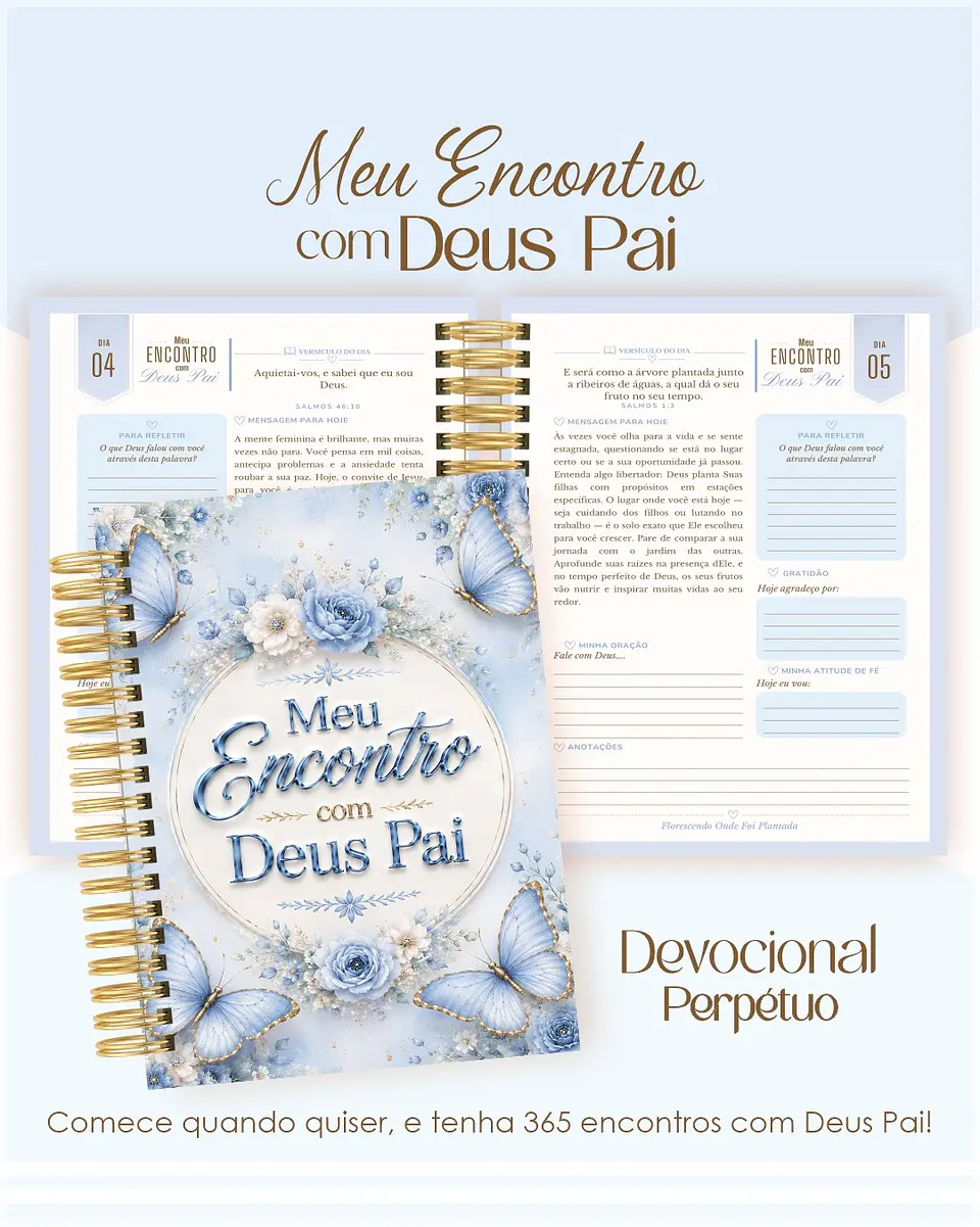 Encadernação - Devocional Perpétuo Borboletas Azul 1