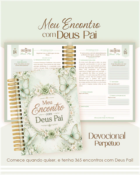 Encadernação - Devocional Perpétuo Borboletas Verde