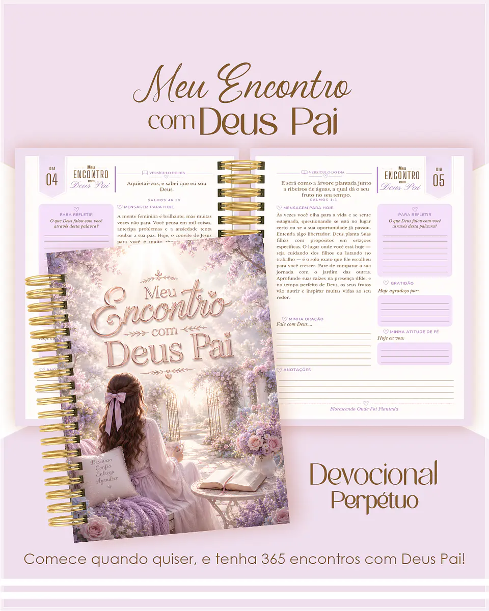 Encadernação - Devocional Perpétuo Floral Lilás 1