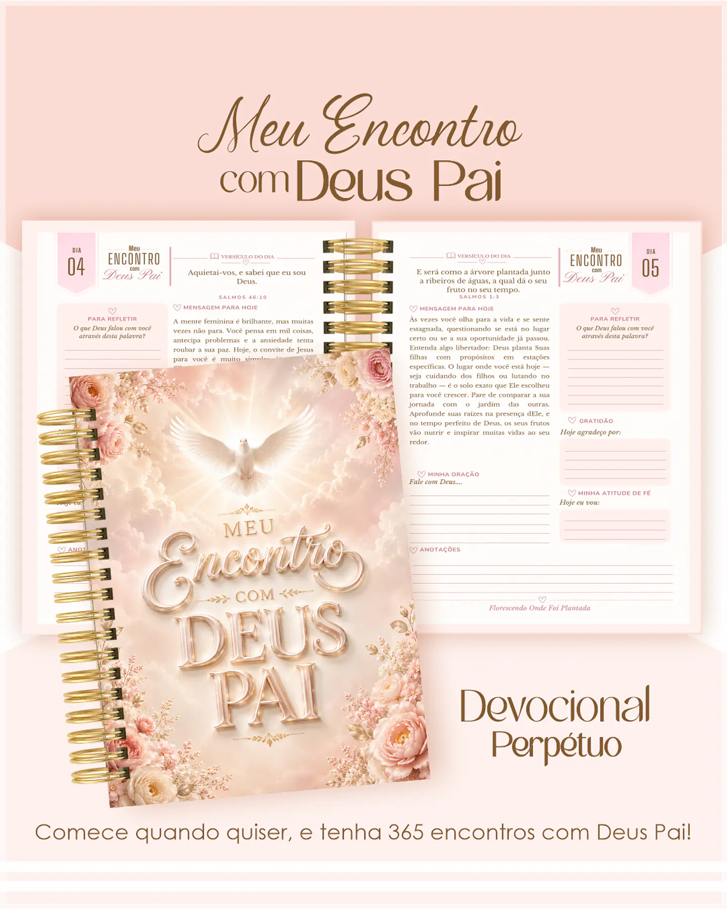 Encadernação - Devocional Perpétuo Paz Floral 1