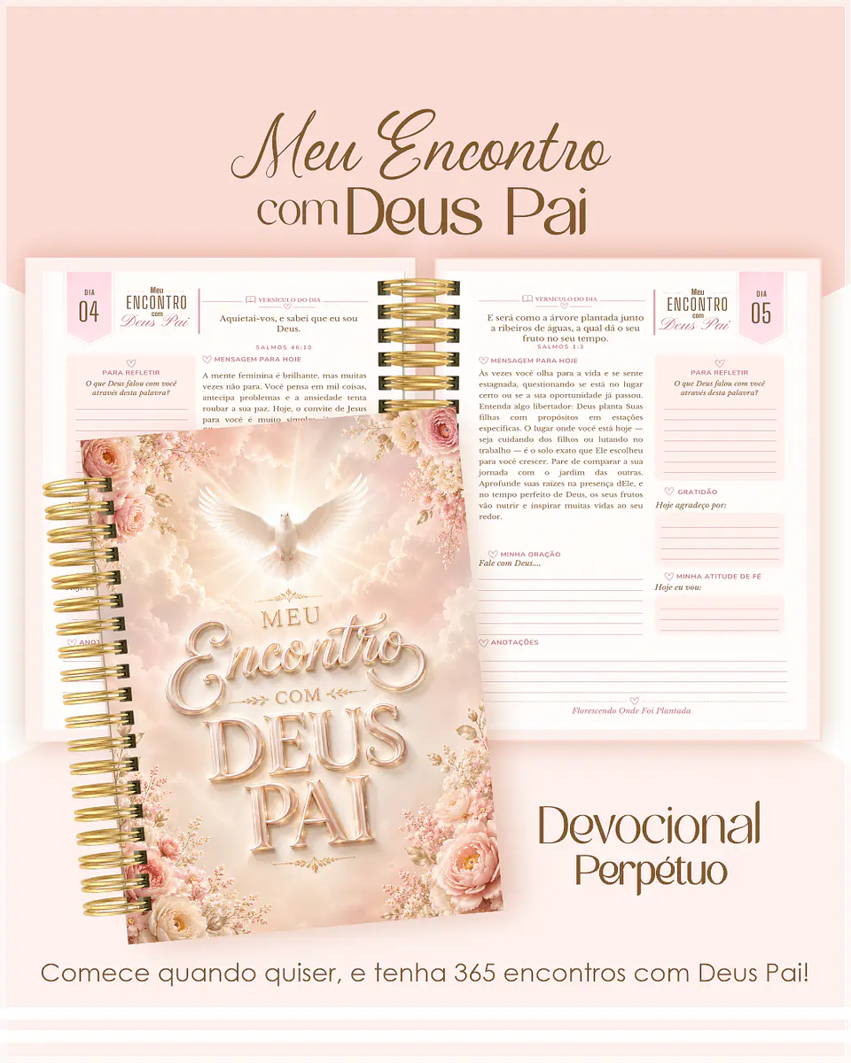 Encadernação - Devocional Perpétuo Paz Floral 1