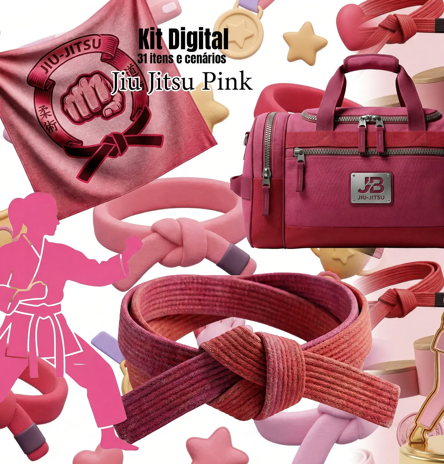 Kit Digital Jiu Jitsu Rosa Pink 257 1