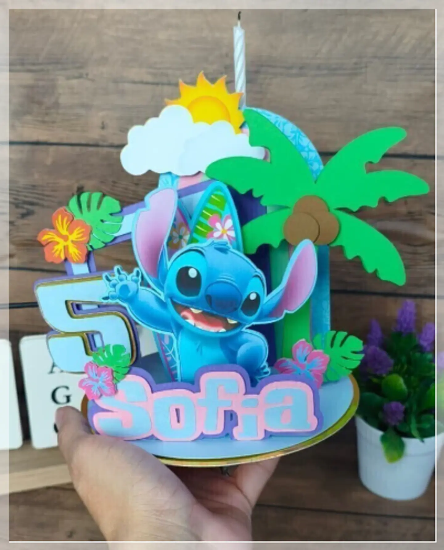 Arquivo de Corte Topo de Bolo Stitch Vela Cenário 5 1