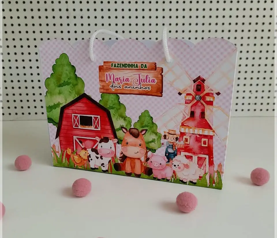 Arquivo de Corte Sacolinha Fazendinha Rosa 4 1
