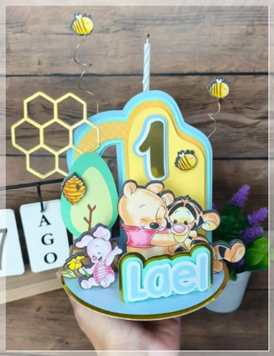 Arquivo de Corte Topo de Bolo Ursinho Pooh Vela Cenário 6 1