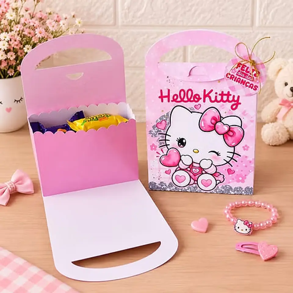 Arquivo de Corte Caixa Sacolinha Hello Kitty 4 1