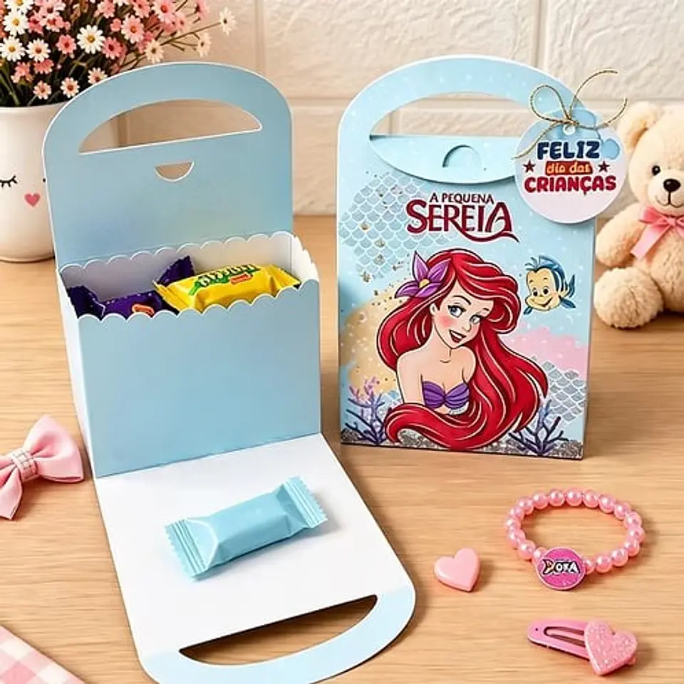 Arquivo de Corte Caixa Sacolinha Ariel A Pequena Sereia Dia das Crianças 1 1