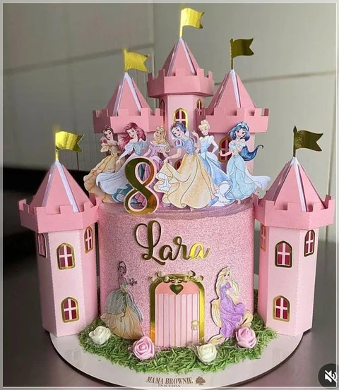 Arquivo de Corte Topo de Bolo Castelo Princesas Disney 47
